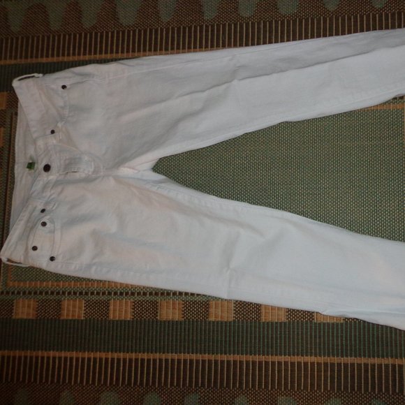 Garnet Hill Slim Stretch Jean 4P White Zip/Button Closure Straight Leg - Picture 2 of 11